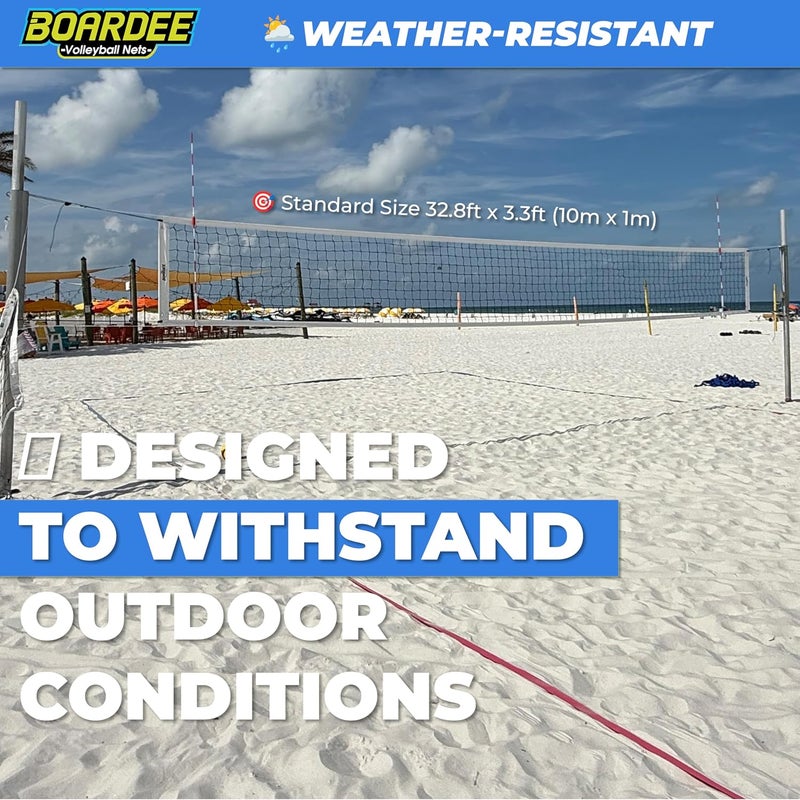 BOARDEE Volleyball Net – Heavy-Duty Outdoor Replacement Net for Beach and Indoor Volleyball or Backyard Courts – Durable and Weather-Resistant Design 10m x 1m (White) - Image 4